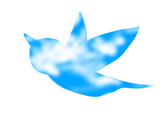 幸せの青い鳥と青空のイラスト