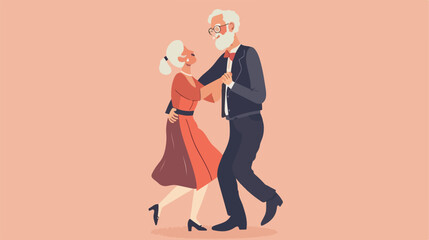 Old senior couple people dancing tango together. Fl