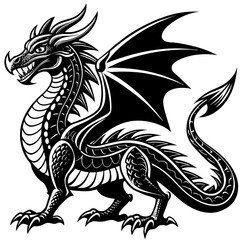 Black Dragon Silhouette Vector Illustration 