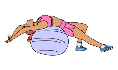 line art color of woman doing workout