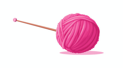Pink ball of wool yarn with metal crochet hook. Too