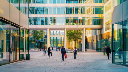 People Work in Office and Banking Buildings