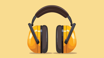 Protective ear muffs. Yellow headphones for construction