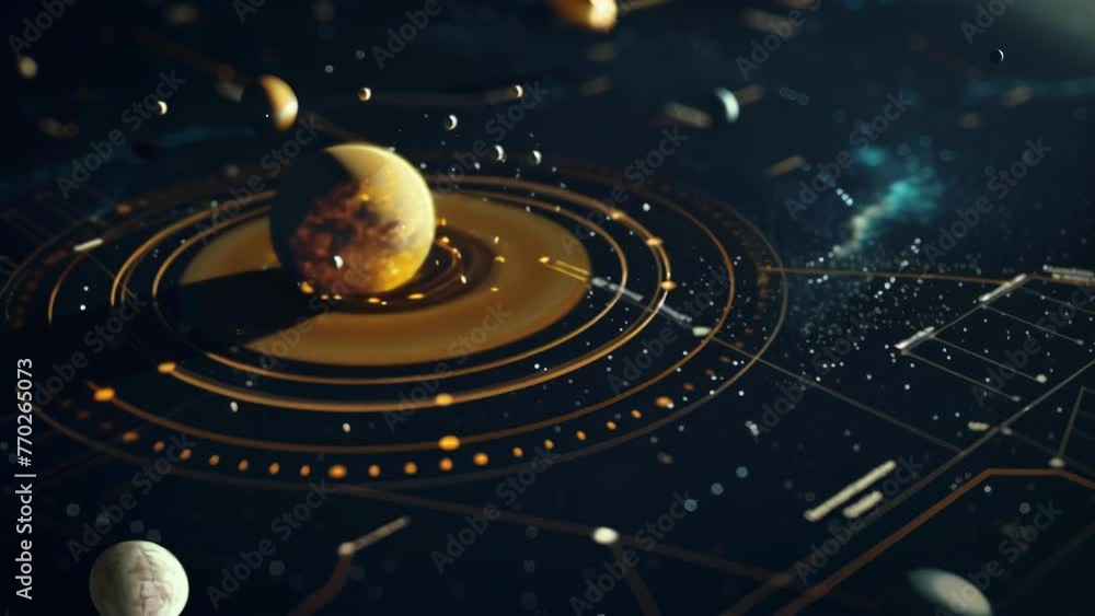 Poster an image featuring a space station against a backdrop of distant planets.