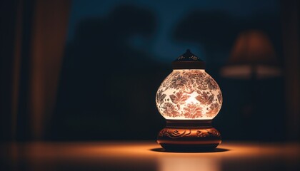 Small lamp on white background in closeup