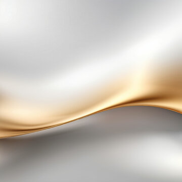 Modern abstract HD background metallic white gradient color with luxury gold and silver lines, for web design, banner, wallpaper template and etc. Generative Ai