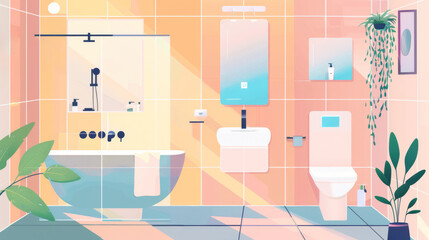 Minimalist modern bathroom with clean lines and pastel colors,ai generated - obrazy, fototapety, plakaty