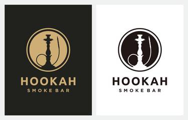 Hookah Shisha Smoking Silhouette logo icon vector template for cafe, shop, club, lounge