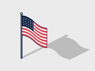 US flag isometric vector illustration with shadow, american flag