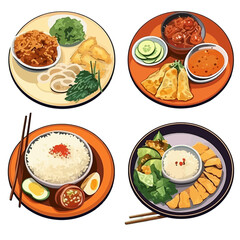 Different types of food with a transparent background