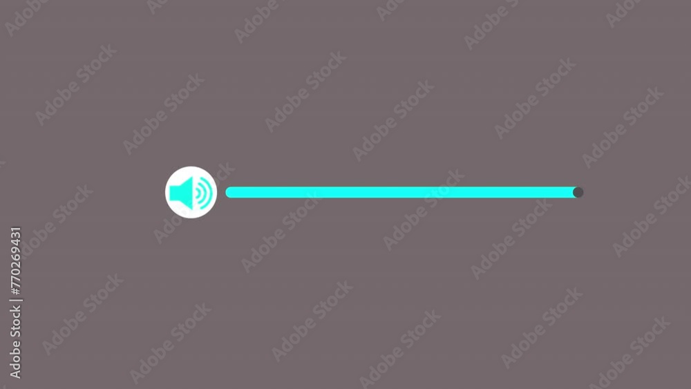 Poster volume slider animation. control panel sound setting animation, volume speaker template.