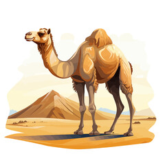 Illustration of a camel standing proudly