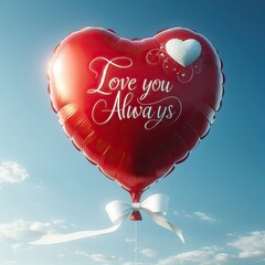 Heart shaped balloon in sky with love you always label