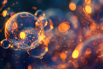 Beautiful shining soap bubbles dancing in the air - obrazy, fototapety, plakaty