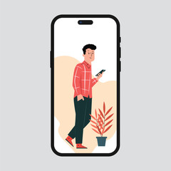 Smart Phone Vector. Vector Mobile Phone. Human holding moblie phone. Phone with Hand.