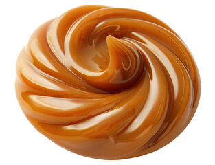 Caramel swirl isolated on transparent background, top view