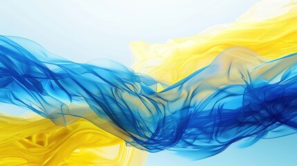 Panorama header with abstract organic lines and shapes, ukraine flag colors as wallpaper - obrazy, fototapety, plakaty