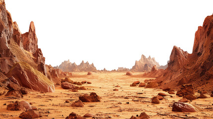 Martian landscape isolated on transparent background - obrazy, fototapety, plakaty