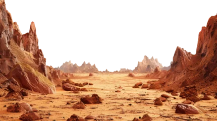Fotobehang Martian landscape isolated on transparent background © Aleksandr Bryliaev