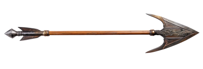 Wooden spear isolated on transparent background