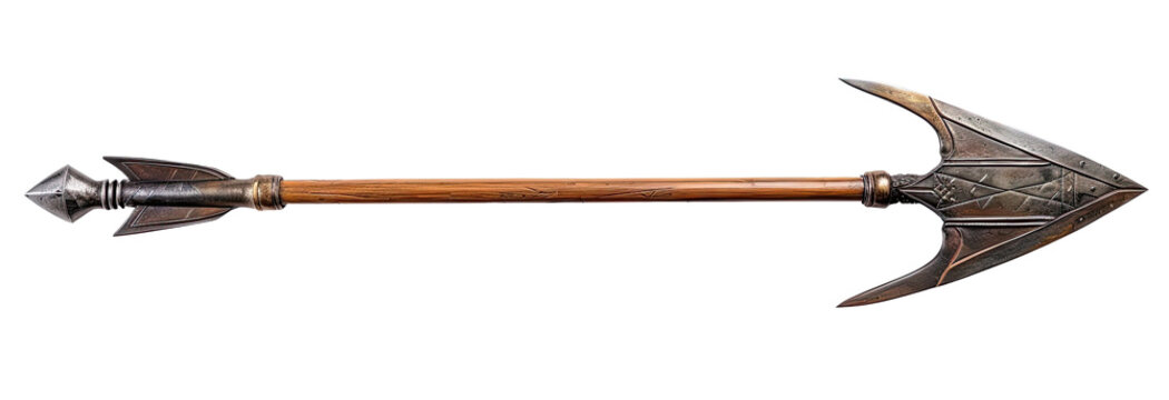 Wooden spear isolated on transparent background
