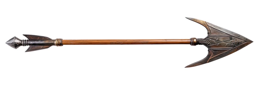 Wooden spear isolated on transparent background