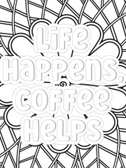 Keychain Quotes Flower Coloring Page Beautiful black and white illustration for adult coloring book