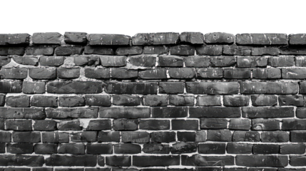 Black brick wall isolated on transparent background