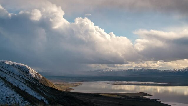 Timelapse of storm clouds building over Utah Lake as the weather moves through the landscape.