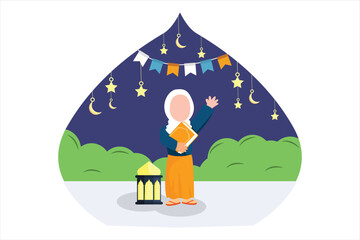 Ramadan Kareem Flat Illustration Design