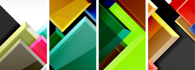Color glass glossy square composition poster set for wallpaper, business card, cover, poster, banner, brochure, header, website