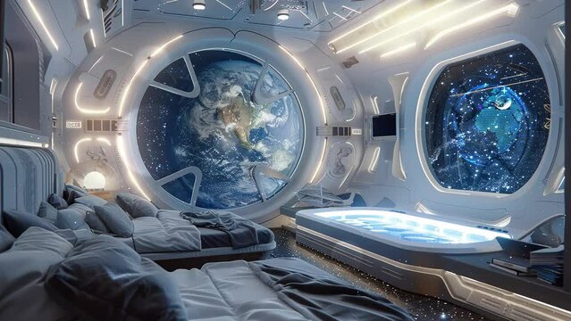 futuristic technology spaceship concept. science technology background. seamless looping overlay 4k virtual video animation background