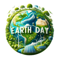 World Earth Day, Earth day, Sustainable green Eco-friendly, Go green, isolated on transparent, PNG background