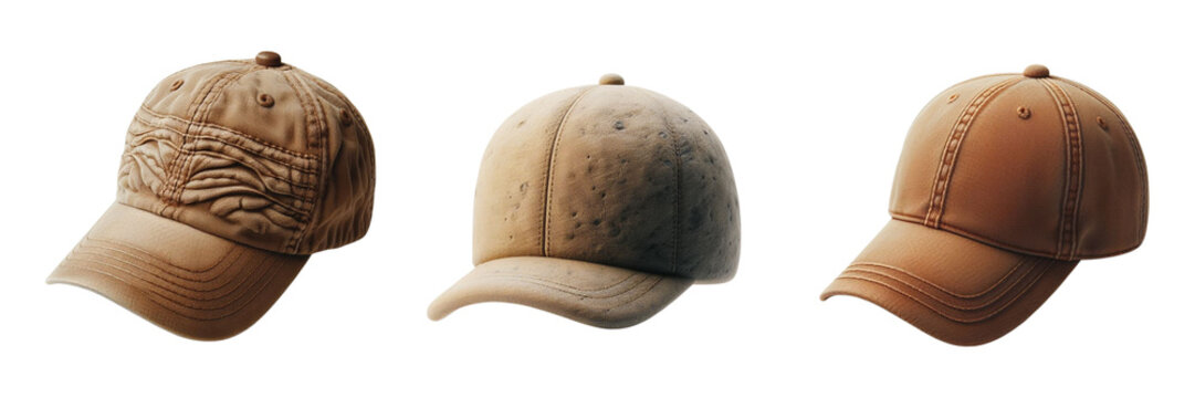 Set of baseball cap Isolated on transparent PNG background