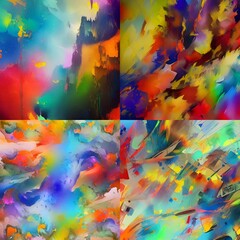 Set of four images. Abstract and colorful.	