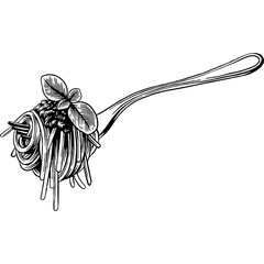 Hand drawn Spaghetti Pasta Sketch Illustration