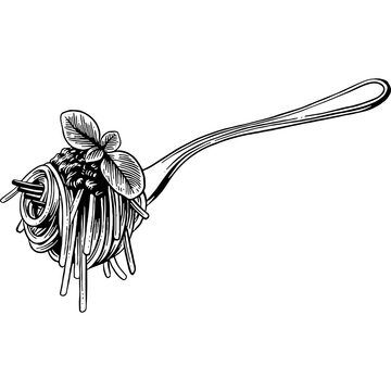 Hand drawn Spaghetti Pasta Sketch Illustration