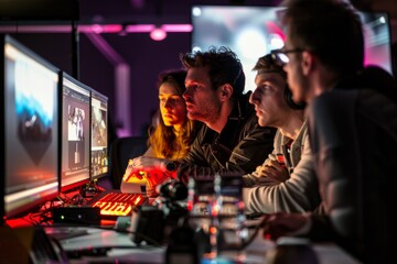 Group of technology enthusiasts discussing the latest gadgets and innovations