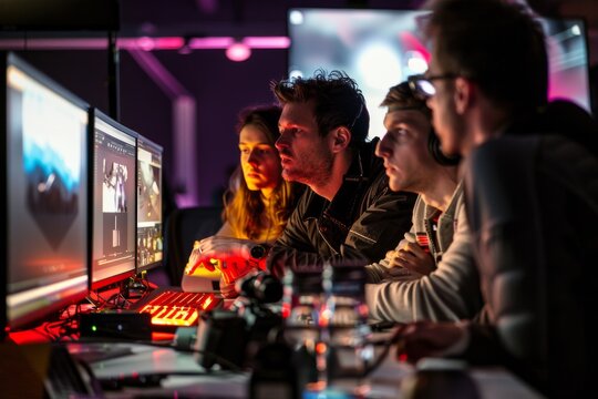 Group of technology enthusiasts discussing the latest gadgets and innovations