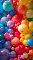 Fototapeta na wymiar A playful array of balloons in a rainbow of hues, creating a whimsical and lively atmosphere