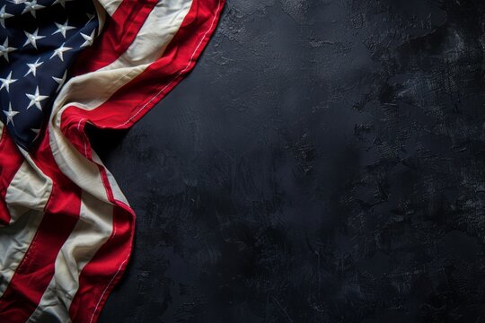 American Flag On Dark Concrete Background for Memorial Day, Independence Day