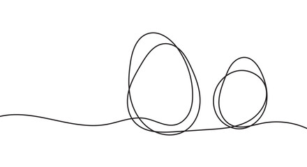 Obraz premium Egg line art, Continuous one line drawing of whole egg in shell, Black and white graphics, Vector illustration design element for Easter holidays in eps 10.