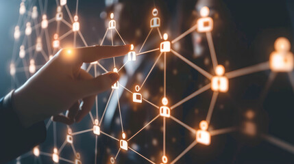 Fototapeta premium Executives Touching Network Structure Digital