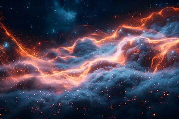 Mesmerizing Cosmic Trading Chart Amidst Glowing Nebula and Stardust Swirls