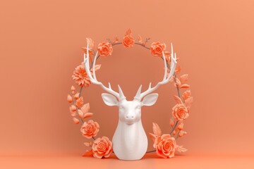 A deer is surrounded by flowers