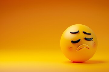 A yellow sad face with an angry expression