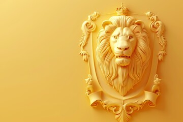 A golden lion head with a gold frame