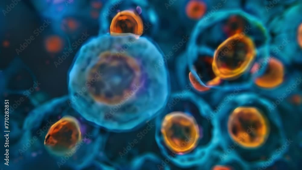 Poster a stained image of a developing animal embryo highlighting the different stages of mitosis cell divi