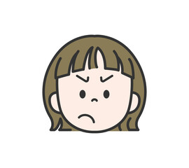 顔アイコン　怒っている女の子