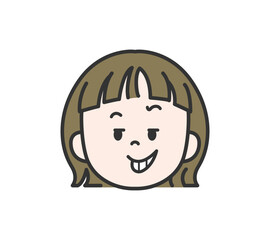 顔アイコン　にやりとする女の子